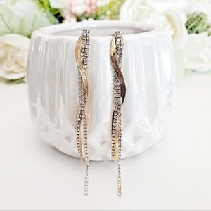 Gold earrings Formal Rhinestone long tassel twist party Cocktail 💖2/$30
